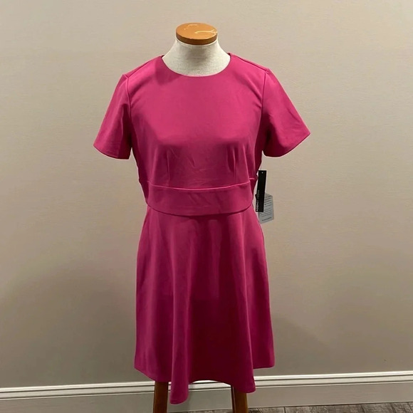 NWT!! Maggy London - Fit And Flare Mini Dress - Short Sleeve - Size 8 - Pink - Picture 1 of 6